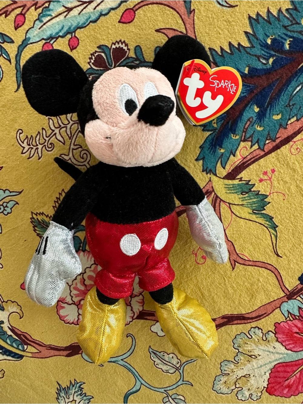 Mickey Mouse TY sparkle Plush - Black, Red, Yellow, Silver